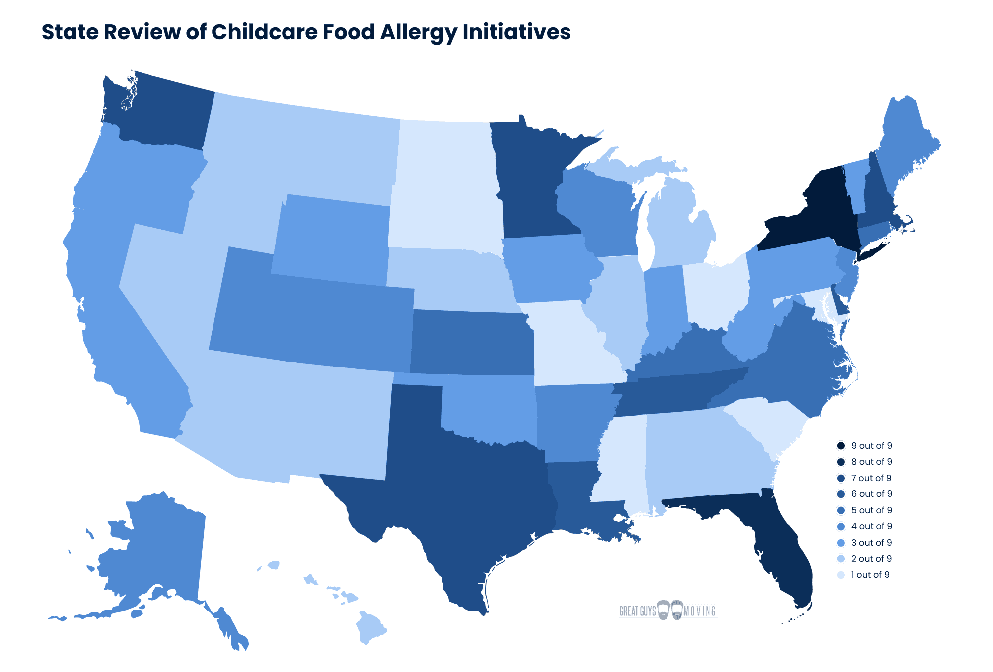 State Review Childcare Policies map