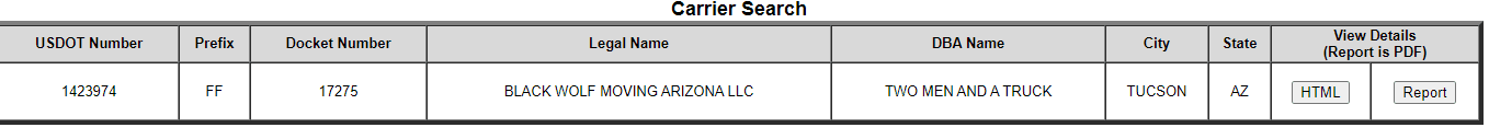 Black Wof Moving Arizona
