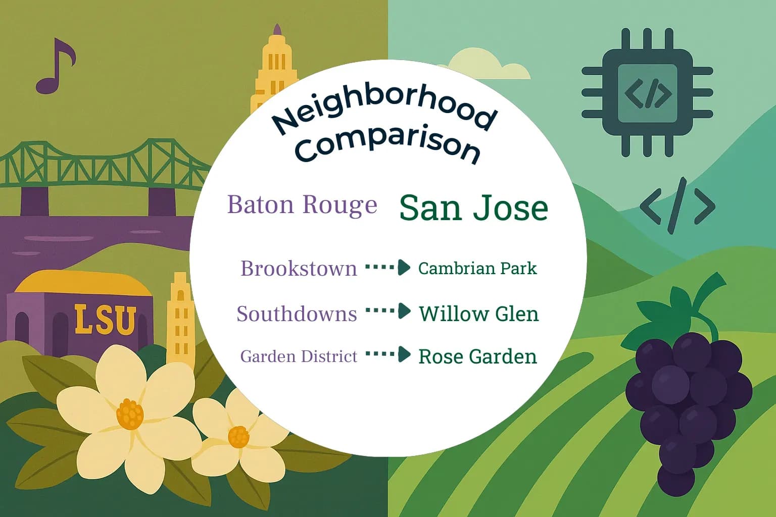 Baton Rouge vs San Jose Neighborhood Comparison