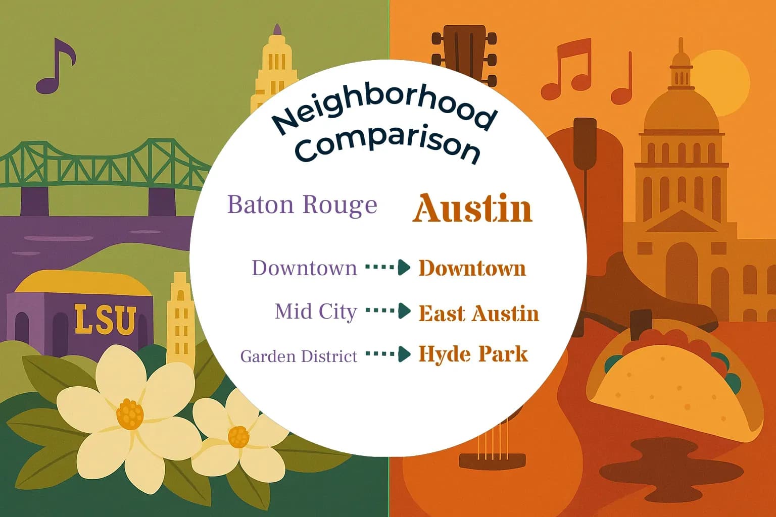 Baton Rouge vs Austin Neighborhood Comparison