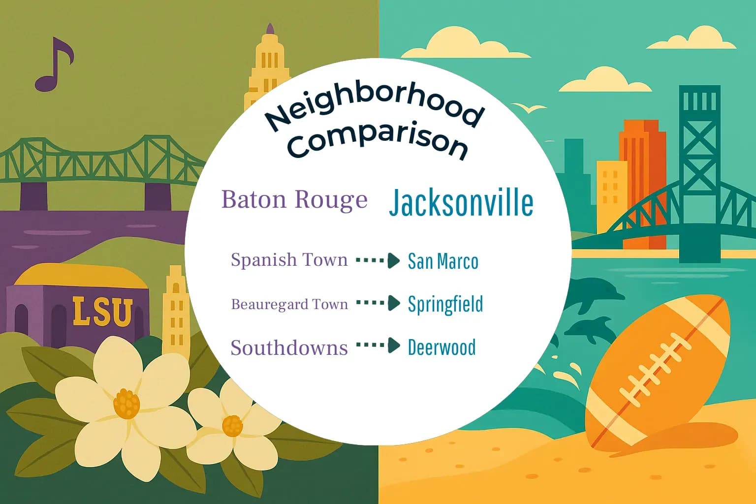 Baton Rouge vs Jacksonville Neighborhood Comparison