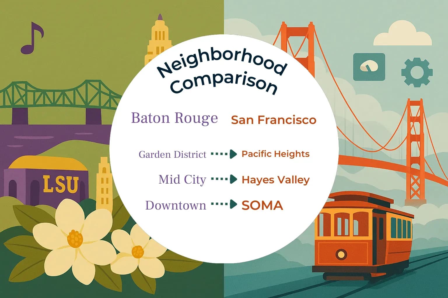 Baton Rouge vs San Francisco Neighborhood Comparison