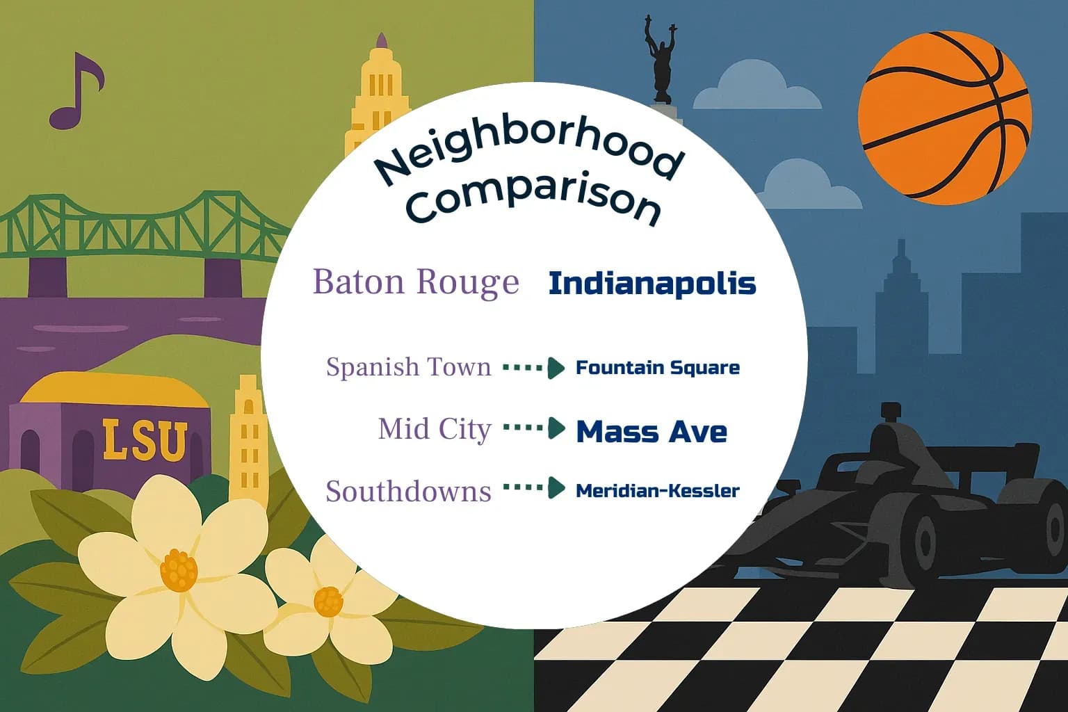 Baton Rouge vs Indianapolis Neighborhood Comparison