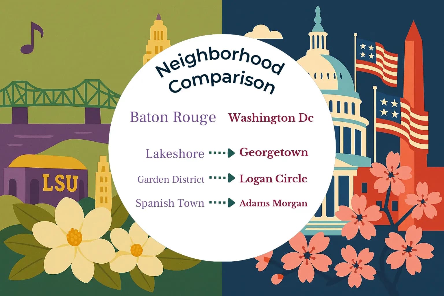 Baton Rouge vs Washington DC Neighborhood Comparison