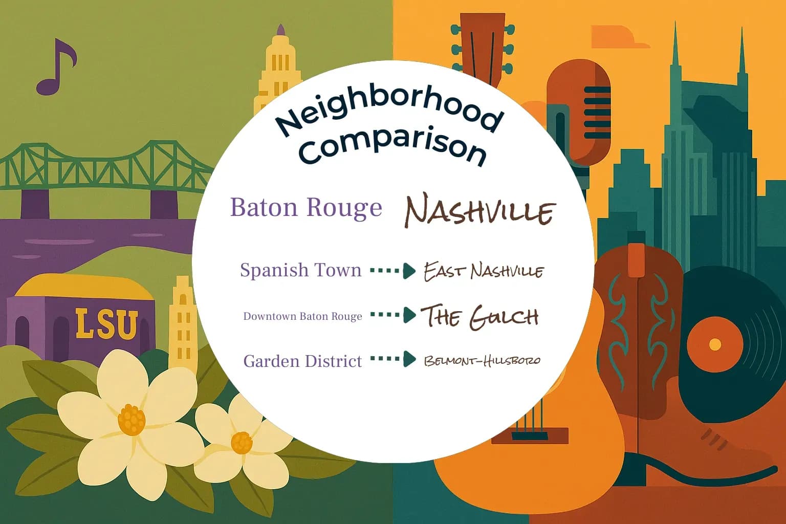 Baton Rouge vs Nashville Neighborhood Comparison
