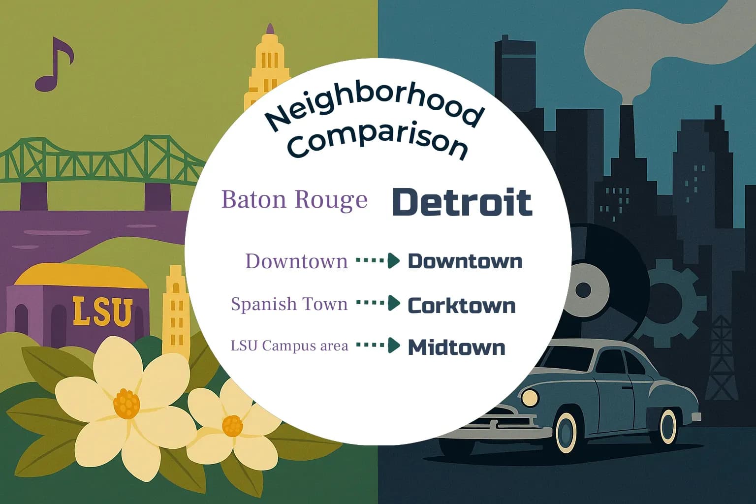Baton Rouge vs Detroit Neighborhood Comparison
