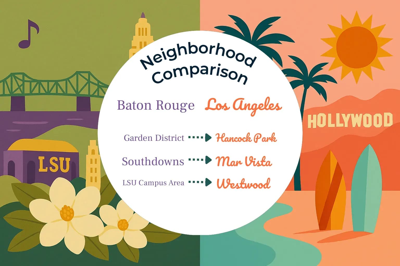 Baton Rouge vs Los Angeles Neighborhood Comparison