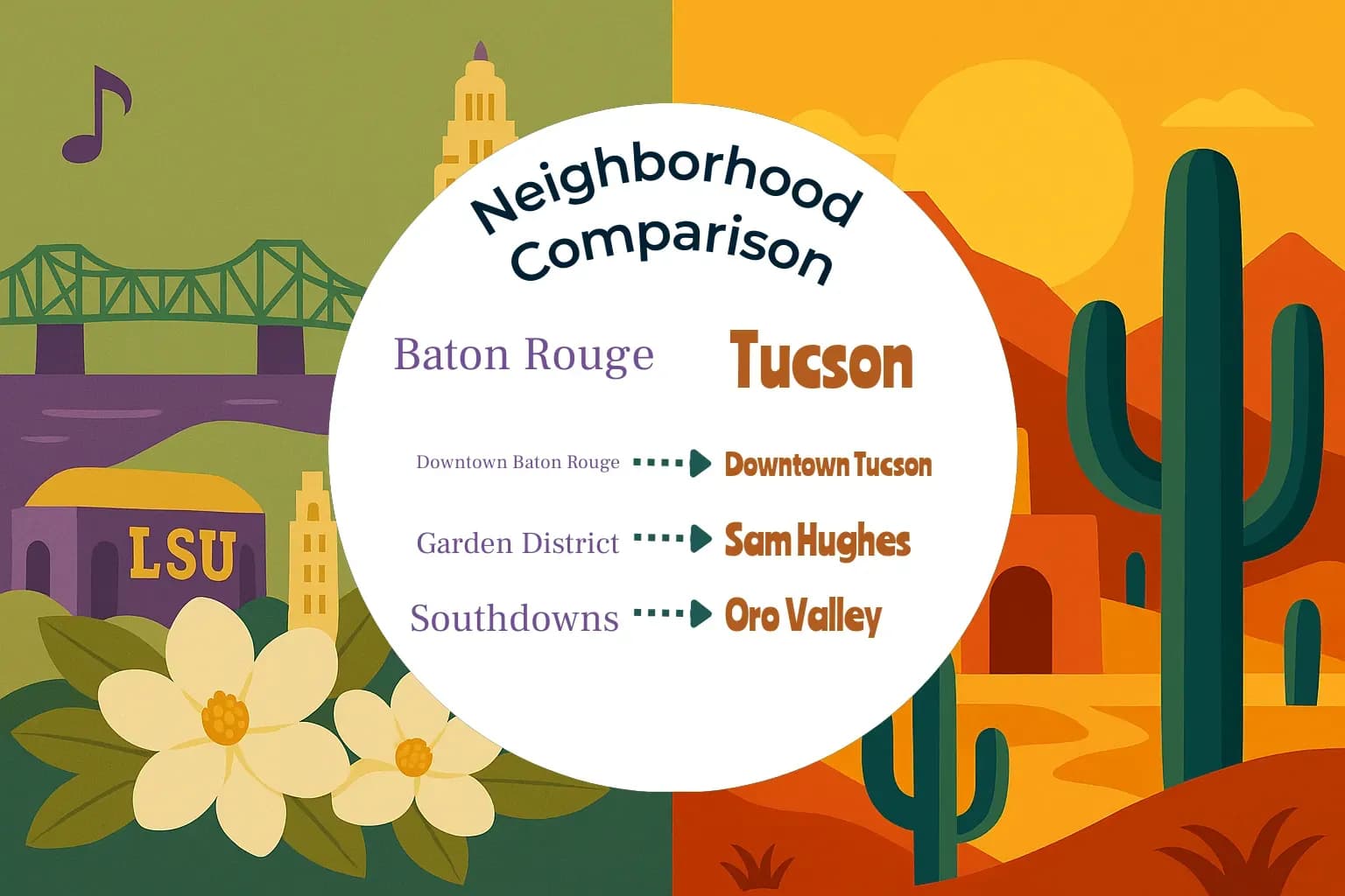 Baton Rouge vs Tucson Neighborhood Comparison