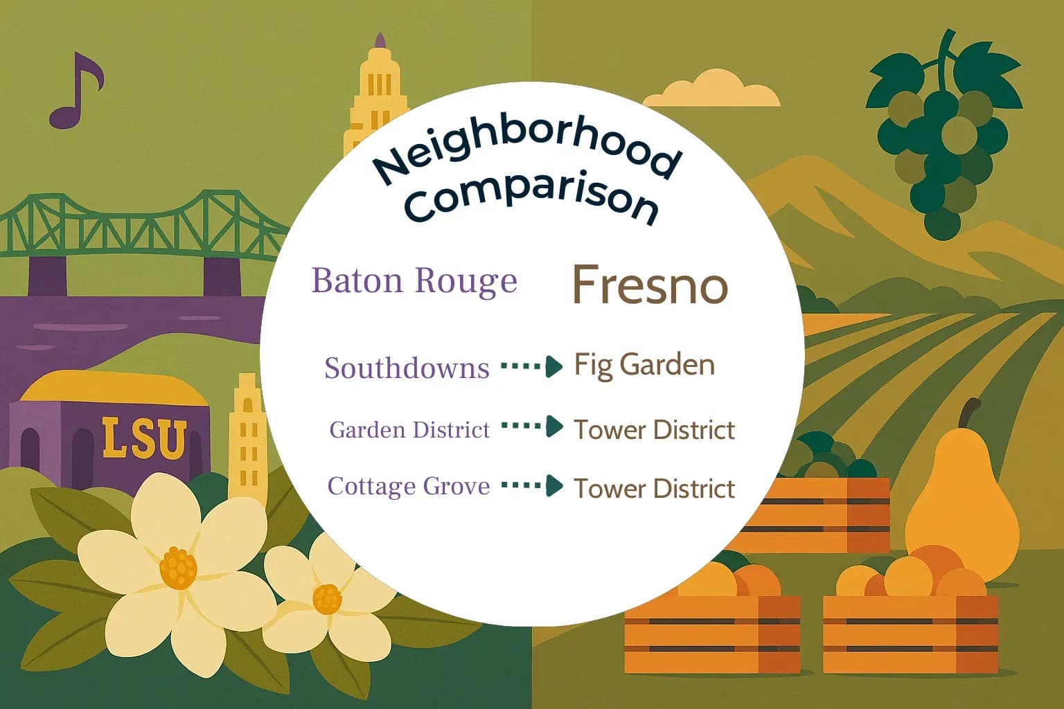 Baton Rouge vs Fresno Neighborhood Comparison