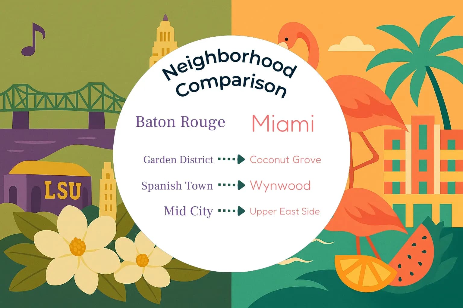 Baton Rouge vs Miami Neighborhood Comparison