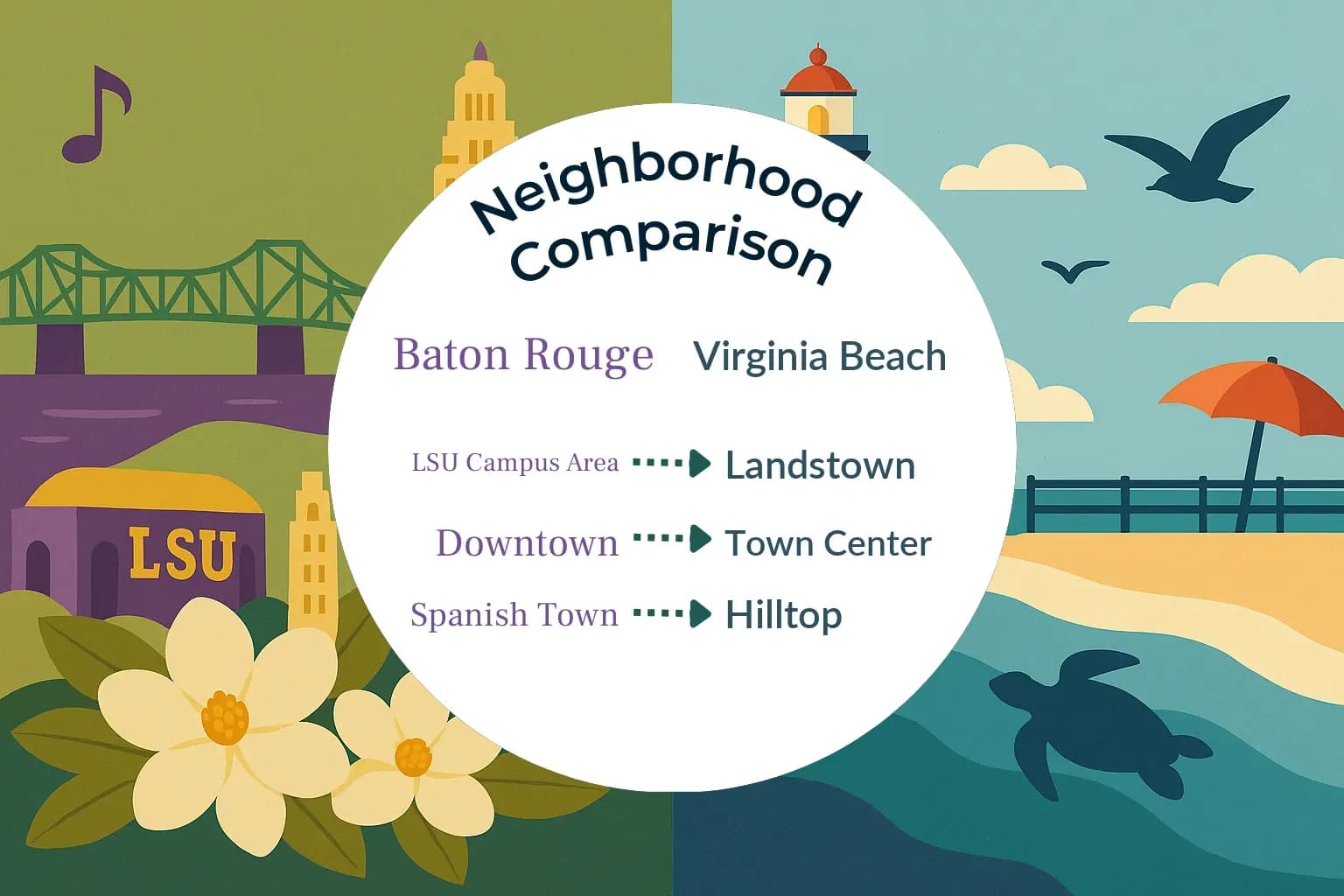 Baton Rouge vs Virginia Beach Neighborhood Comparison