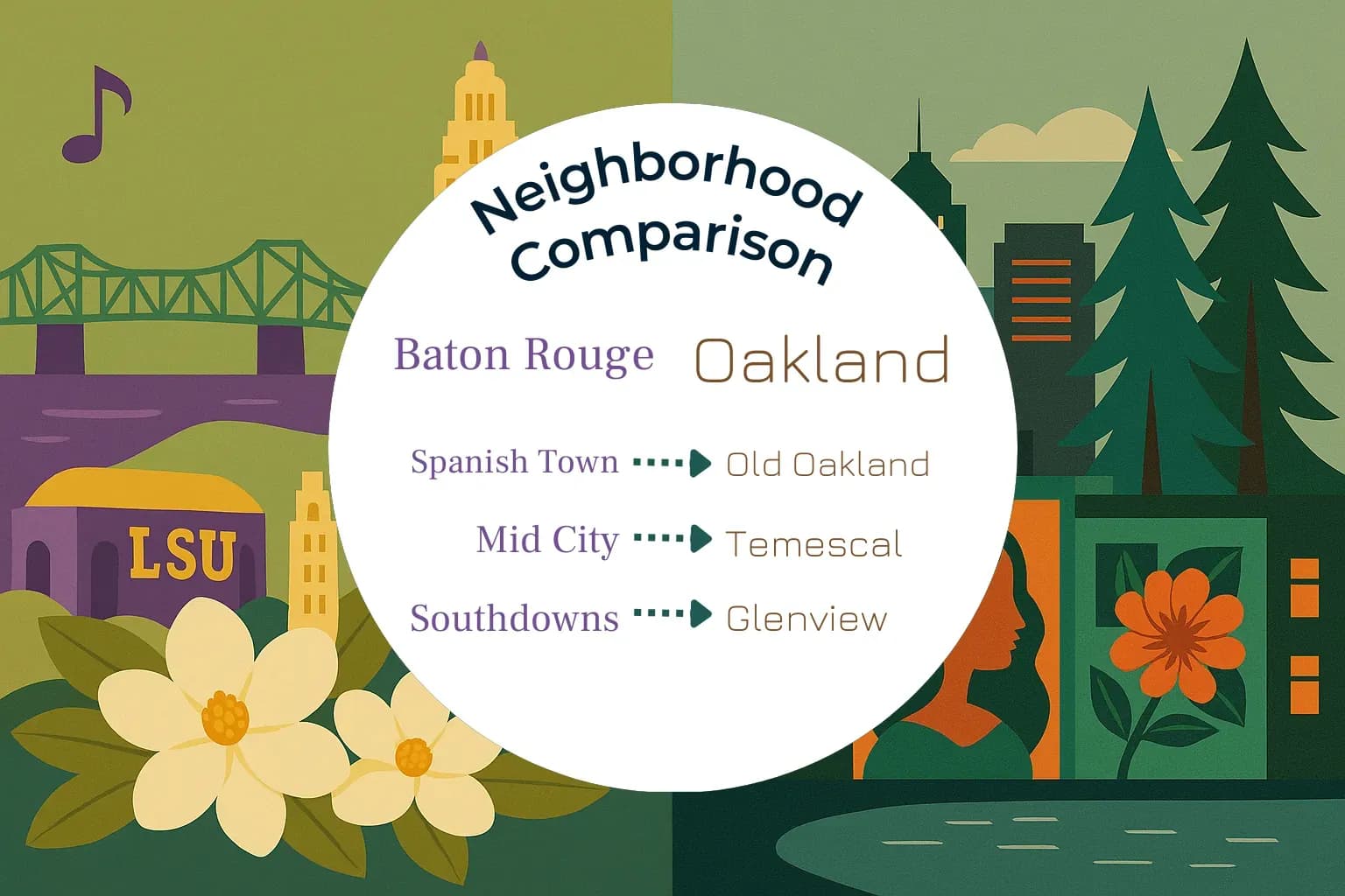 Baton Rouge vs Oakland Neighborhood Comparison