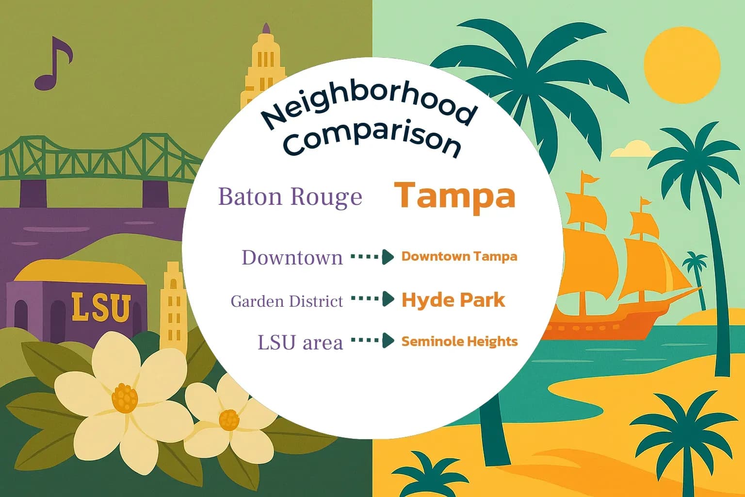 Baton Rouge vs Tampa Neighborhood Comparison