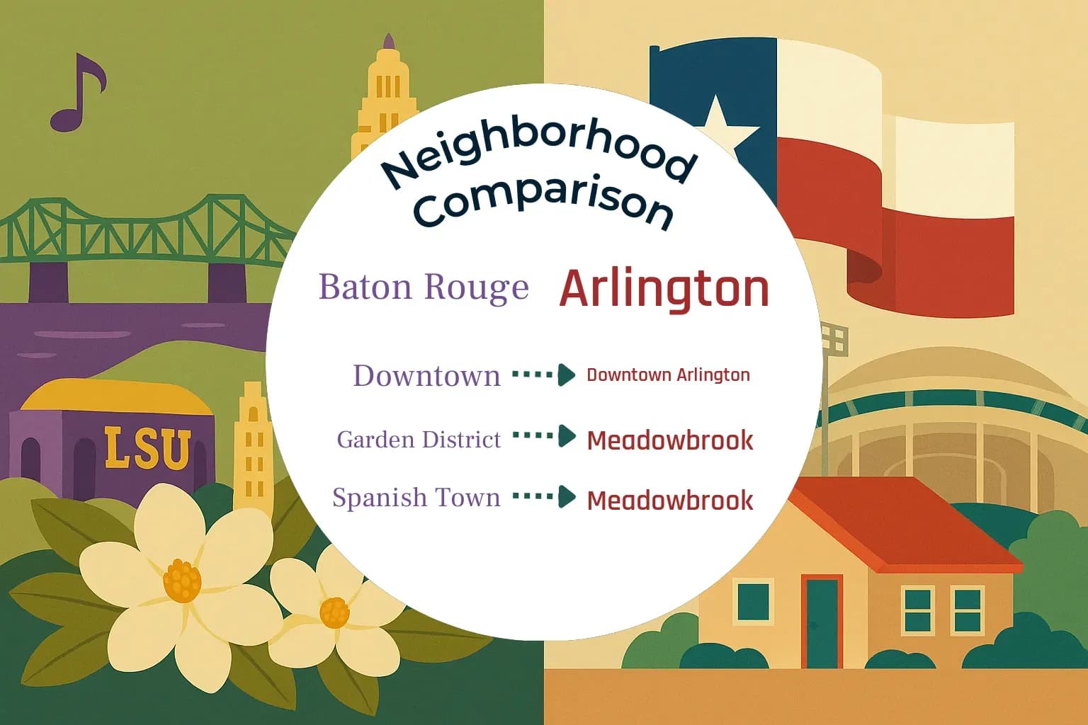 Baton Rouge vs Arlington Neighborhood Comparison