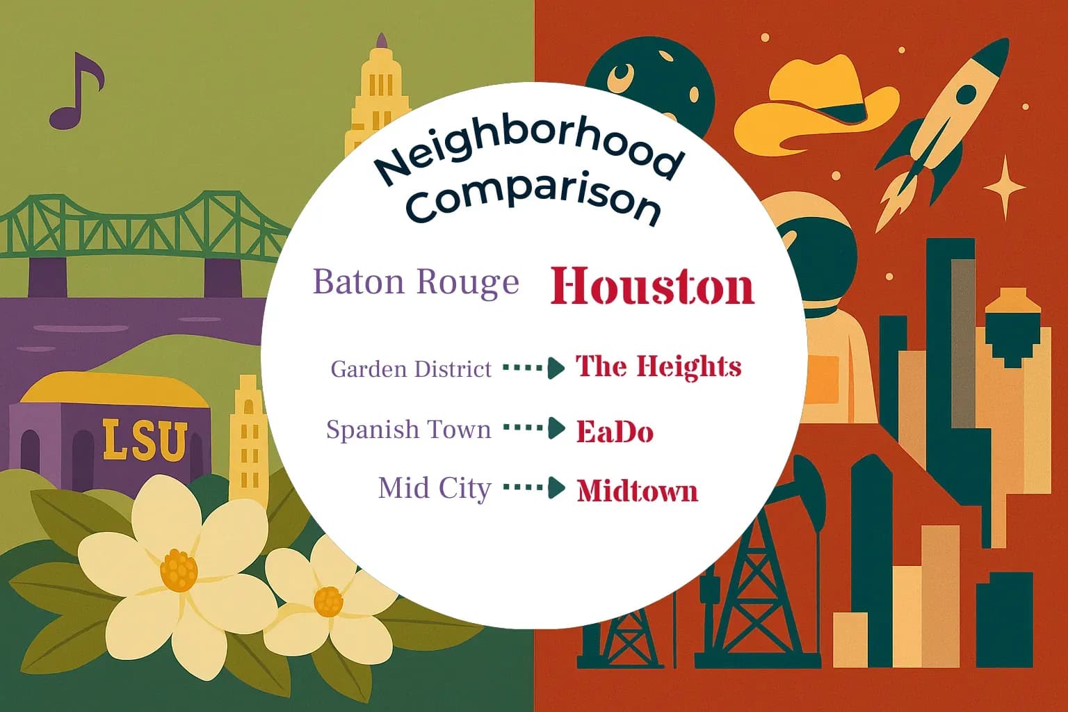 Baton Rouge vs Houston Neighborhood Comparison
