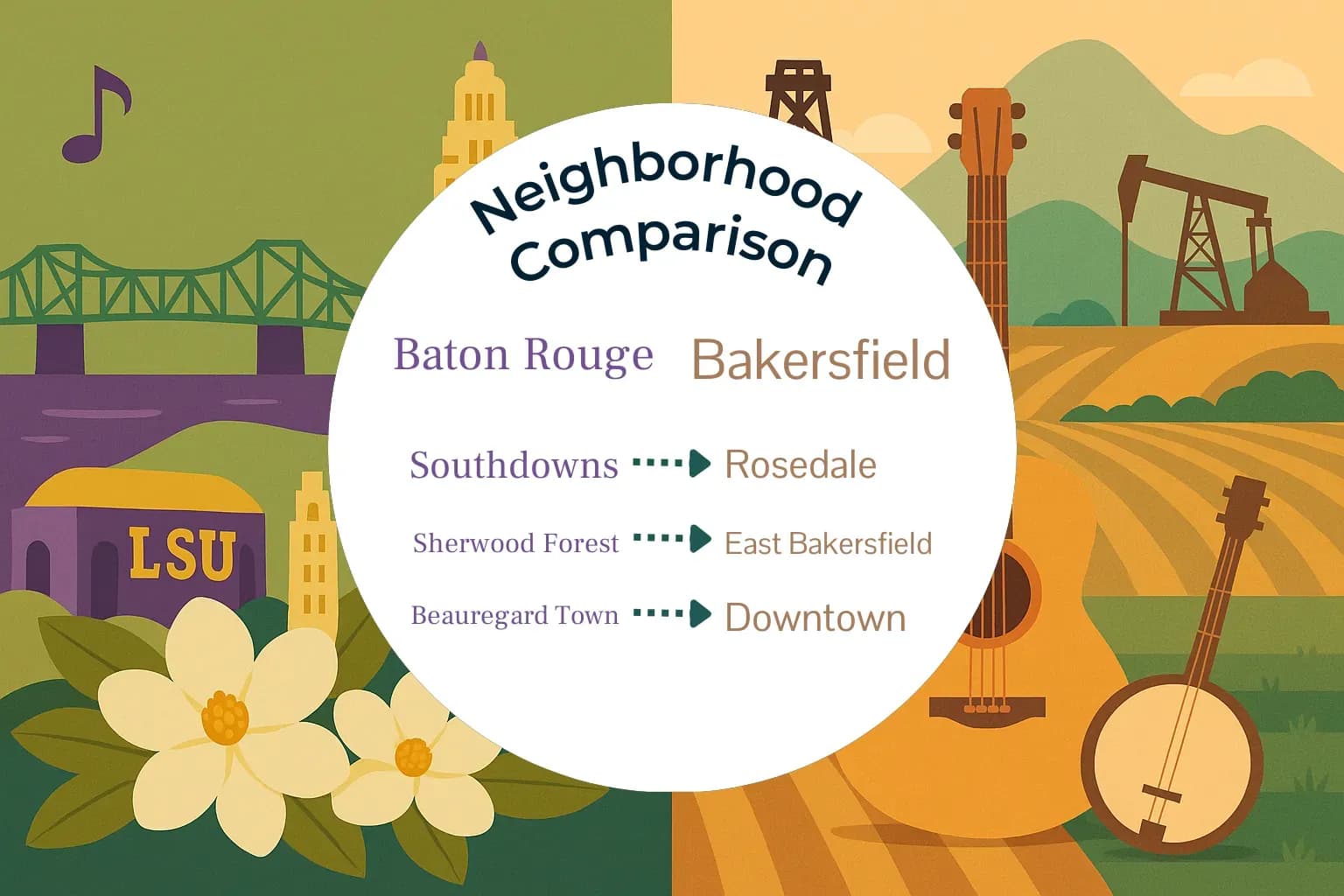 Baton Rouge vs Bakersfield Neighborhood Comparison