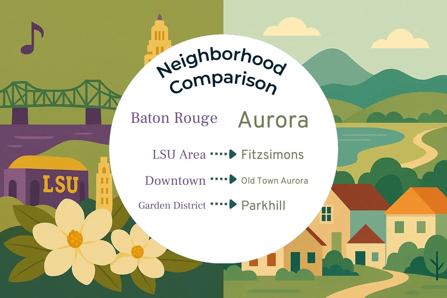 Baton Rouge vs Aurora Neighborhood Comparison