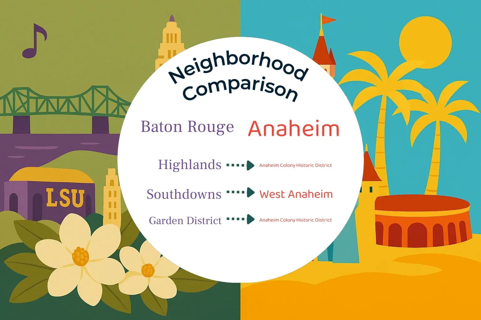 Baton Rouge vs Anaheim Neighborhood Comparison