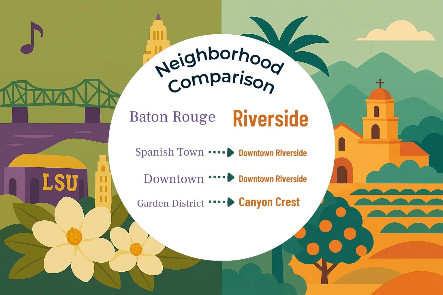 Baton Rouge vs Riverside Neighborhood Comparison