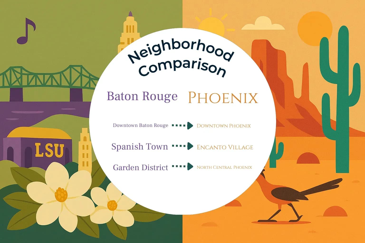 Baton Rouge vs Phoenix Neighborhood Comparison