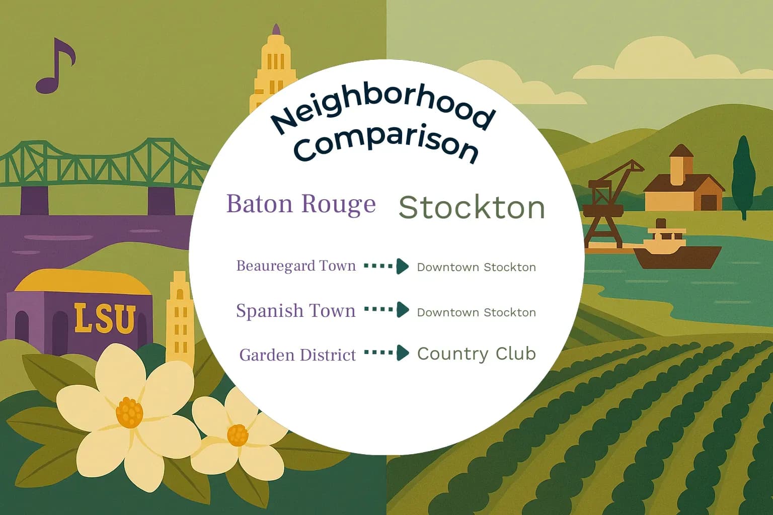 Baton Rouge vs Stockton Neighborhood Comparison