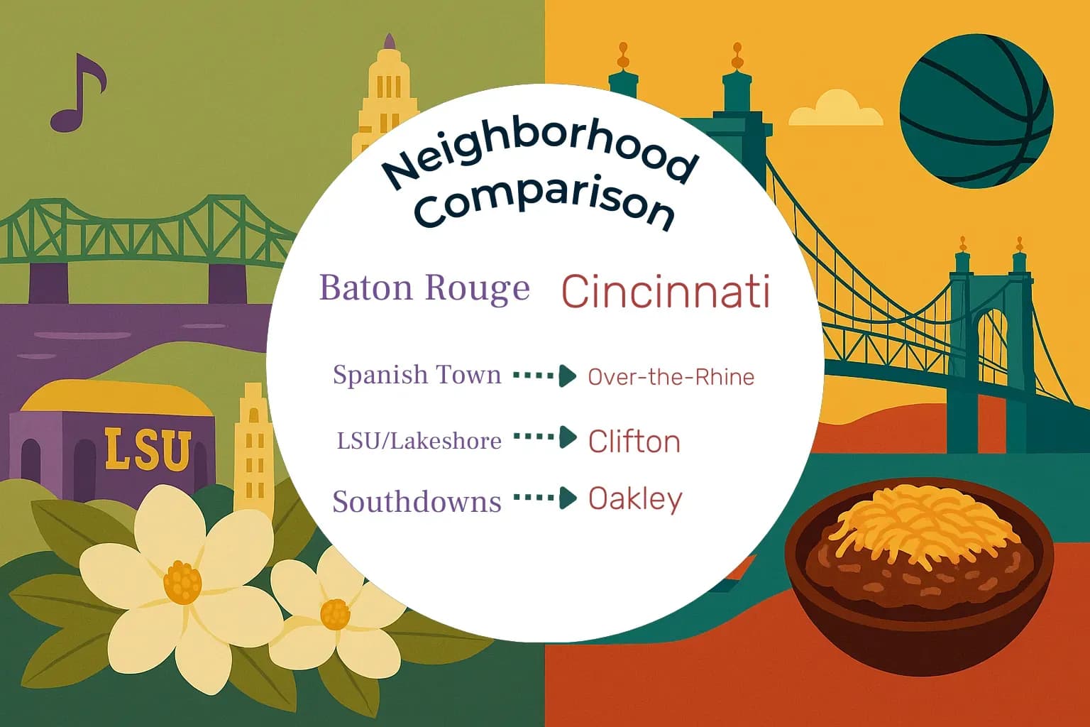 Baton Rouge vs Cincinnati Neighborhood Comparison