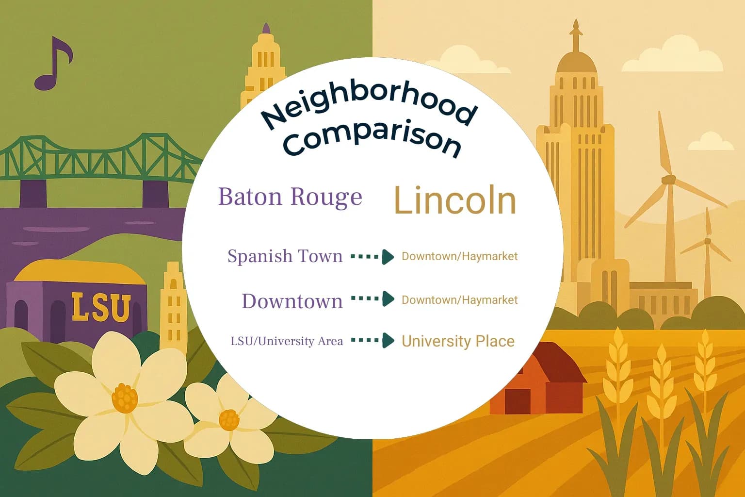 Baton Rouge vs Lincoln Neighborhood Comparison