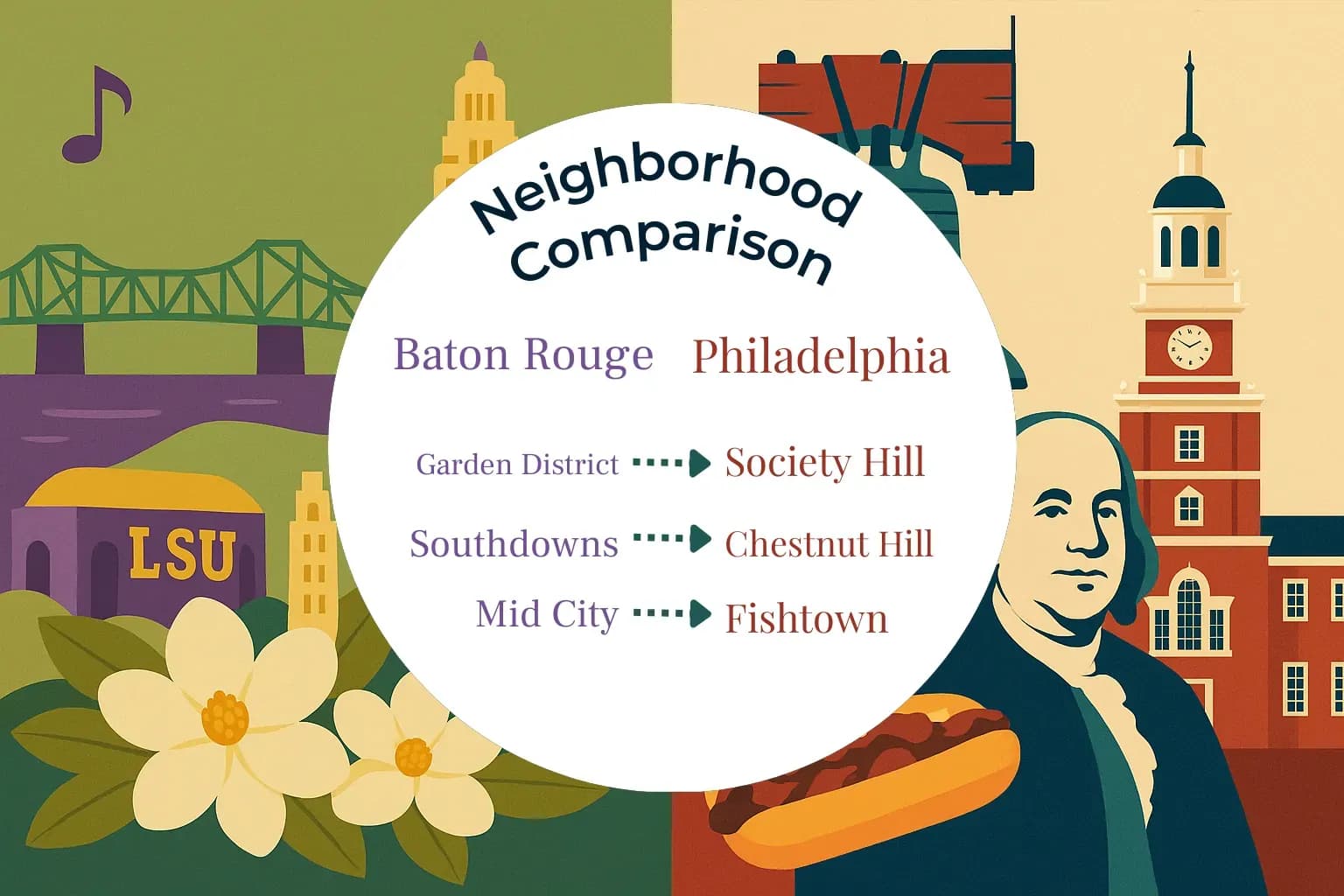 Baton Rouge vs Philadelphia Neighborhood Comparison