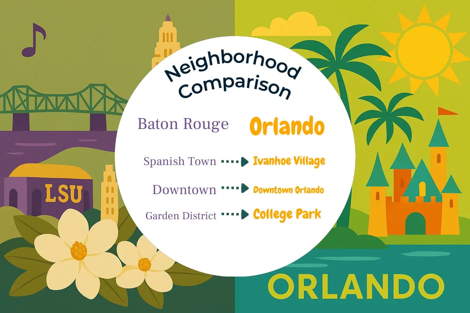 Baton Rouge vs Orlando Neighborhood Comparison