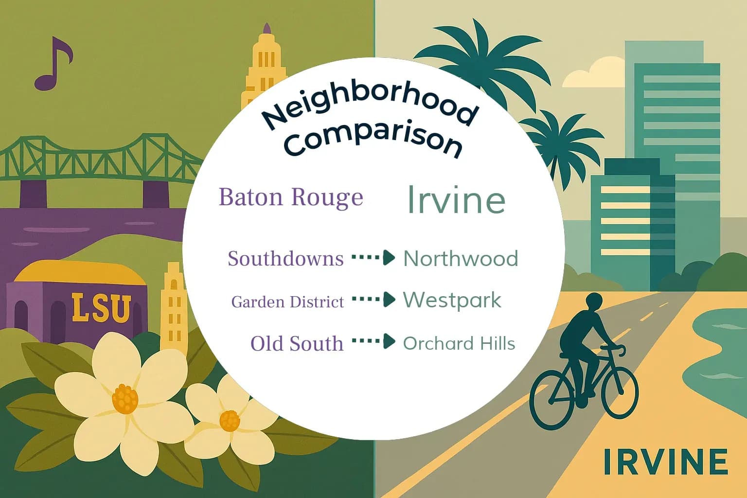 Baton Rouge vs Irvine Neighborhood Comparison