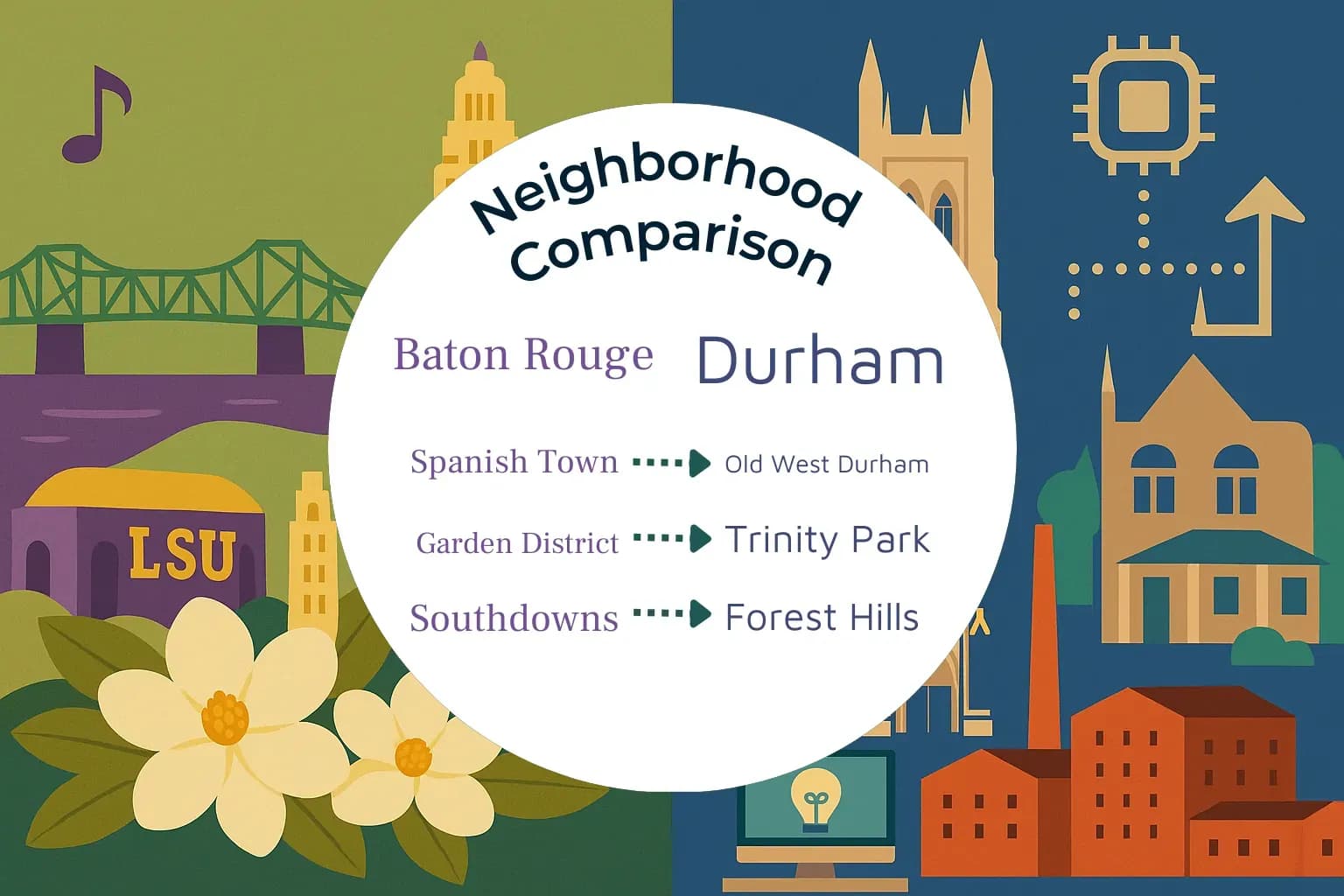 Baton Rouge vs Durham Neighborhood Comparison