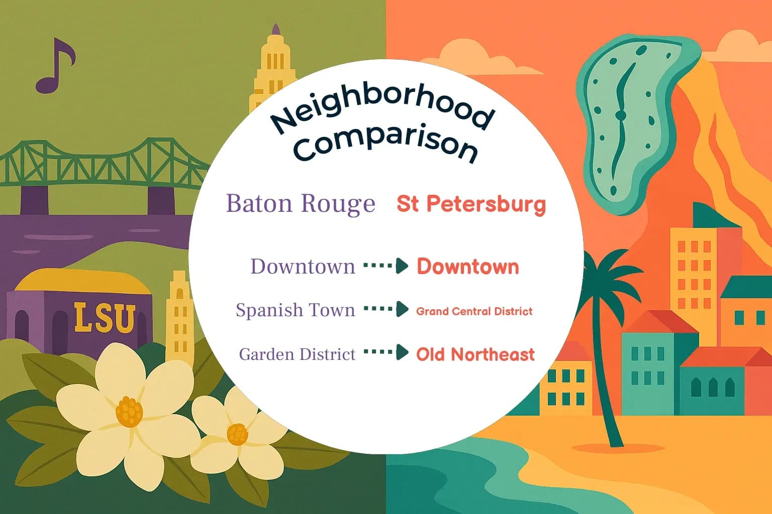 Baton Rouge vs St. Petersburg Neighborhood Comparison