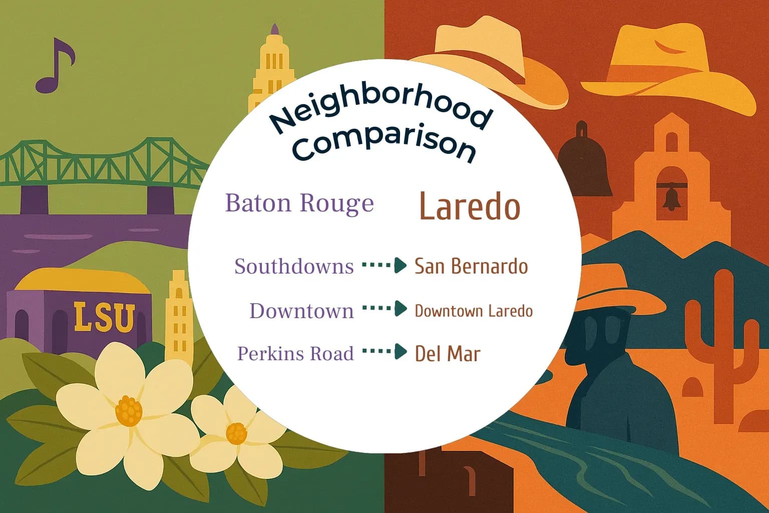 Baton Rouge vs Laredo Neighborhood Comparison