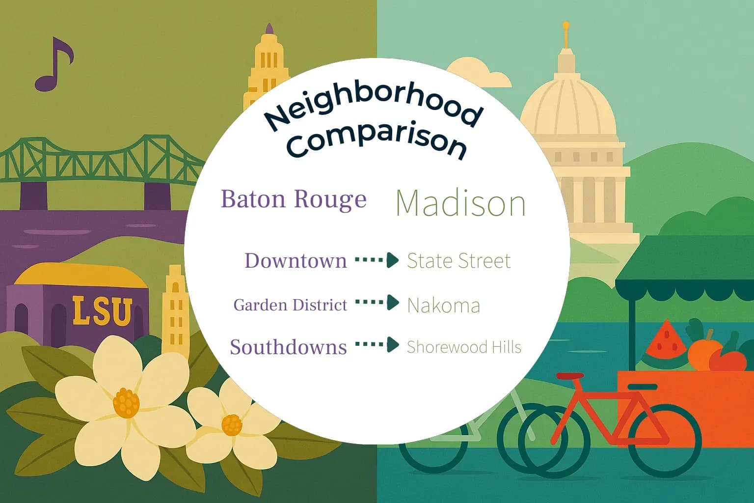 Baton Rouge vs Madison Neighborhood Comparison