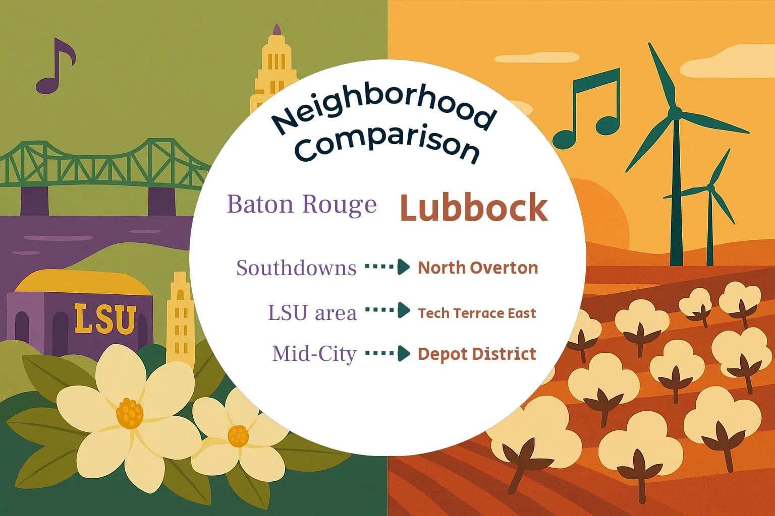 Baton Rouge vs Lubbock Neighborhood Comparison