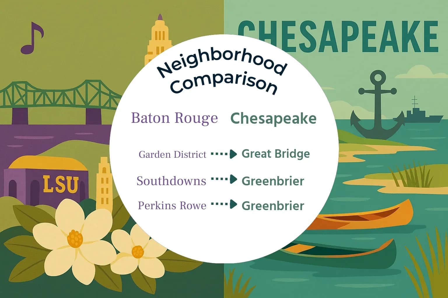 Baton Rouge vs Chesapeake Neighborhood Comparison