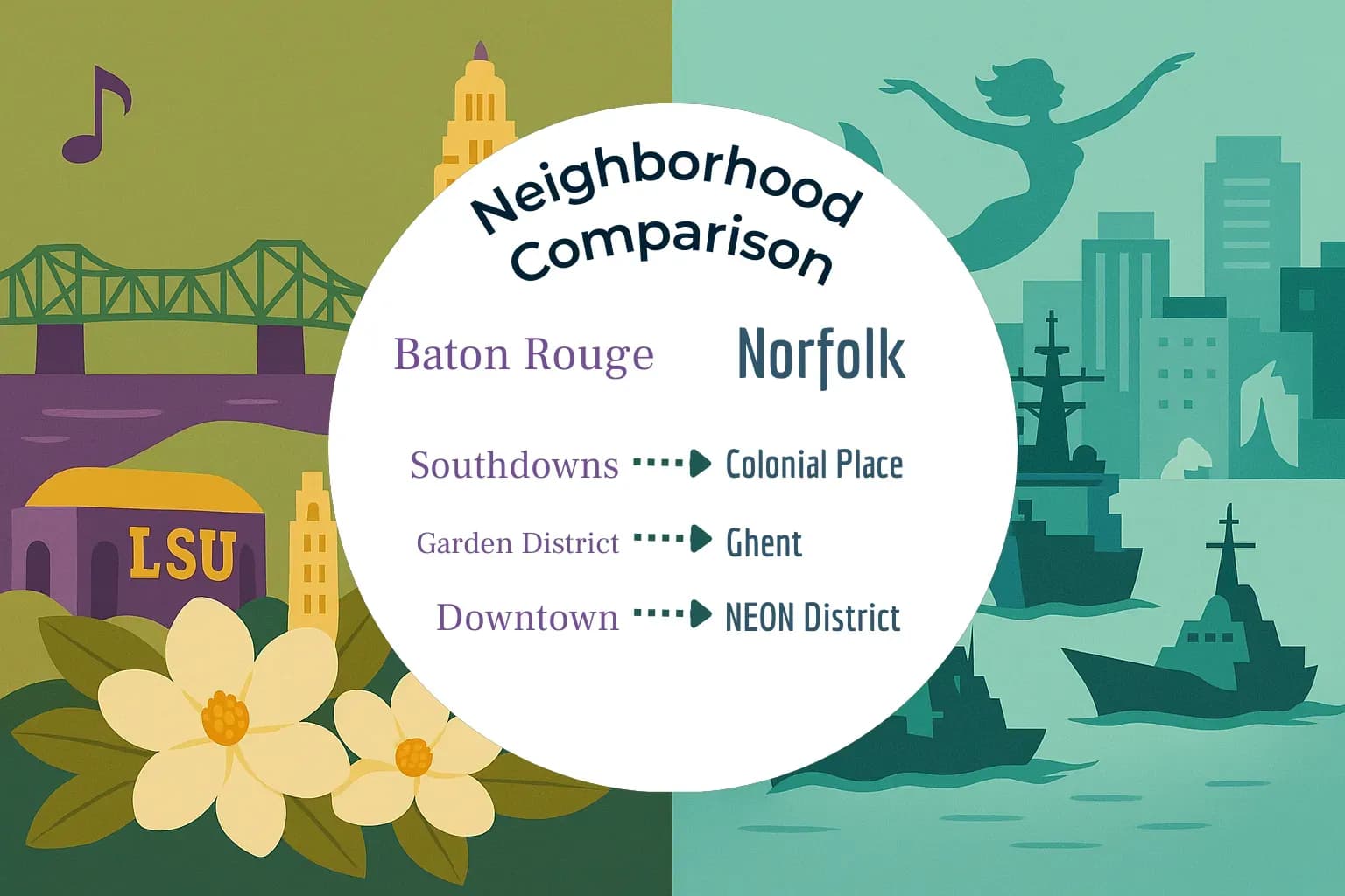 Baton Rouge vs Norfolk Neighborhood Comparison