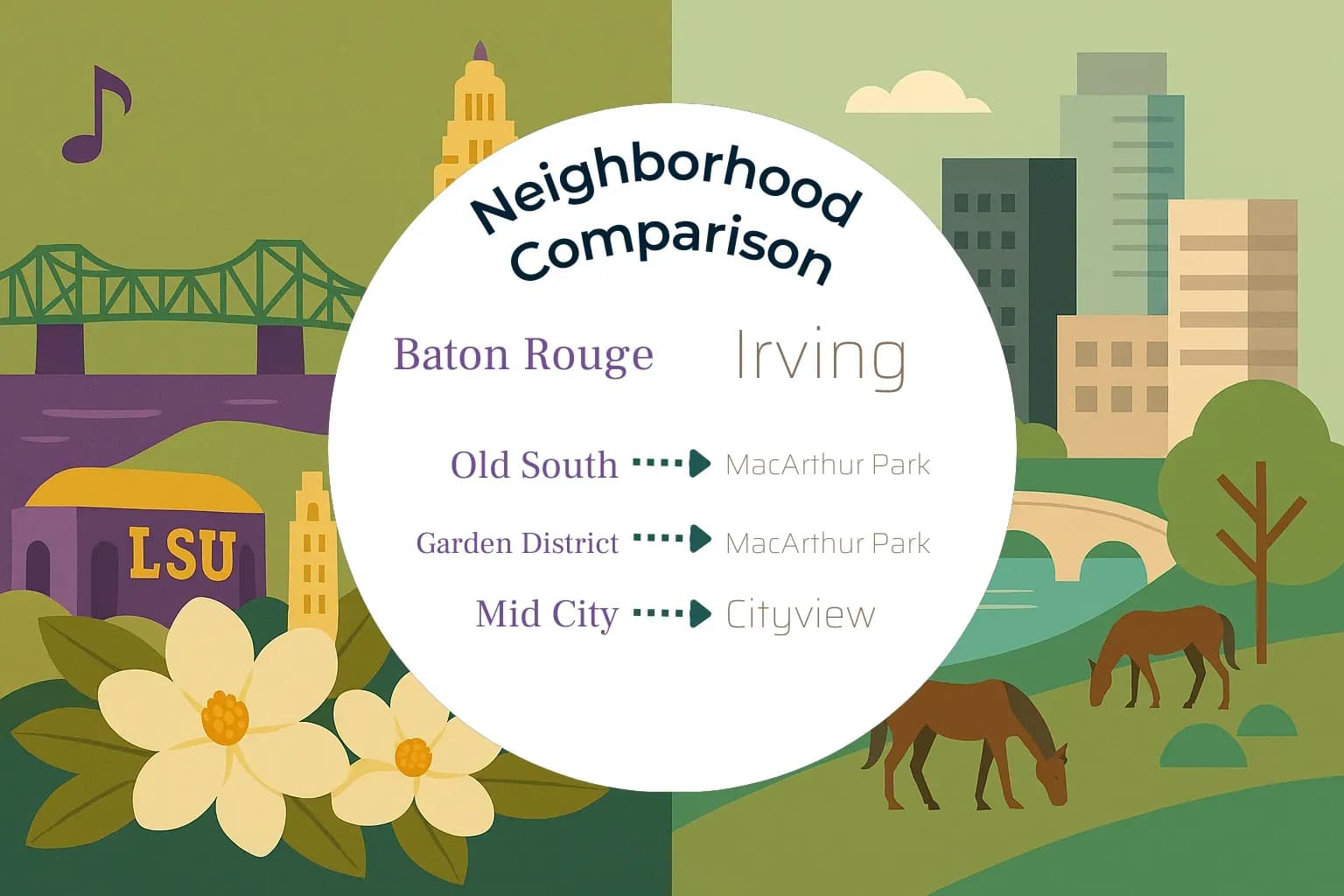 Baton Rouge vs Irving Neighborhood Comparison