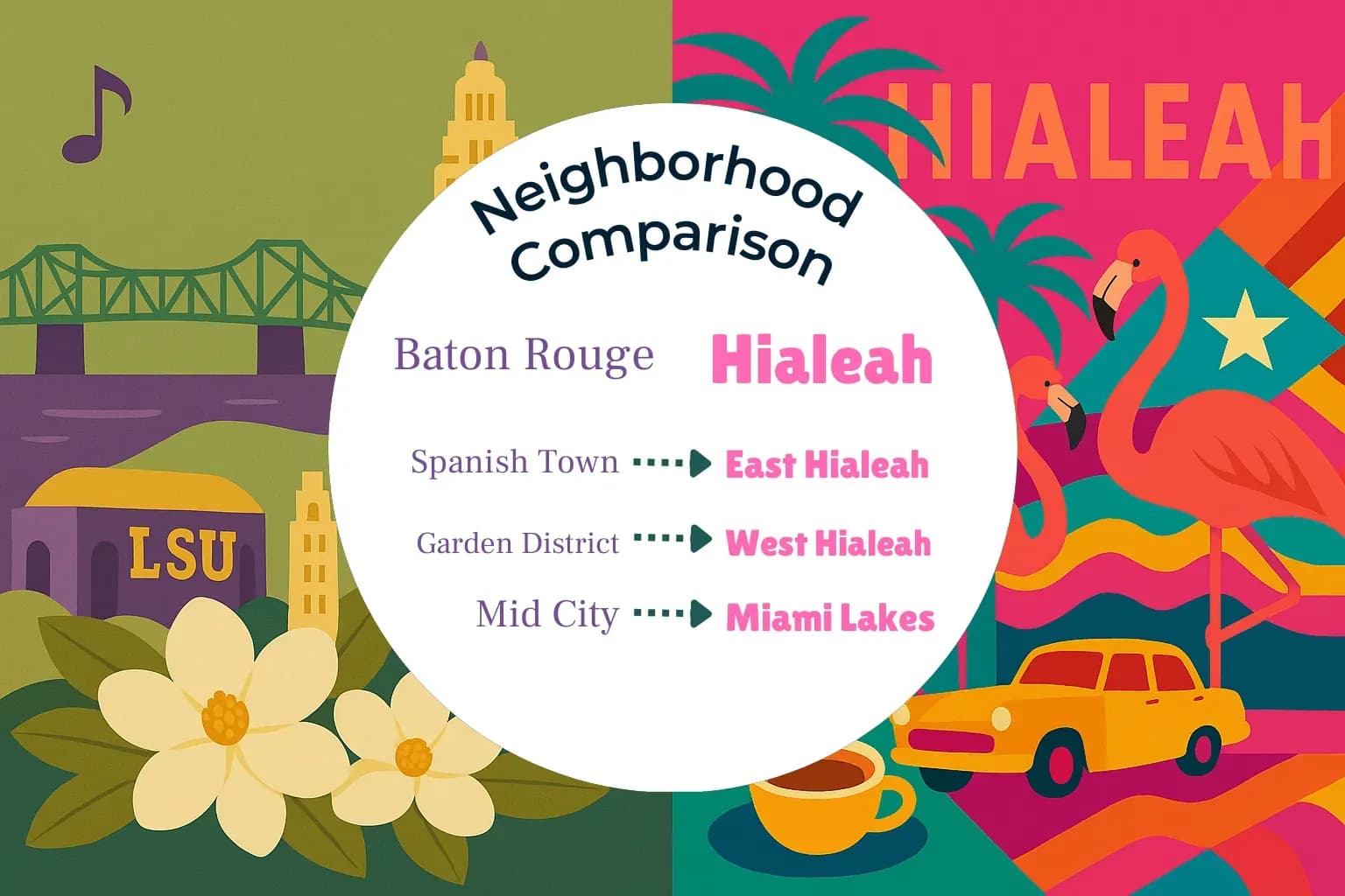 Baton Rouge vs Hialeah Neighborhood Comparison