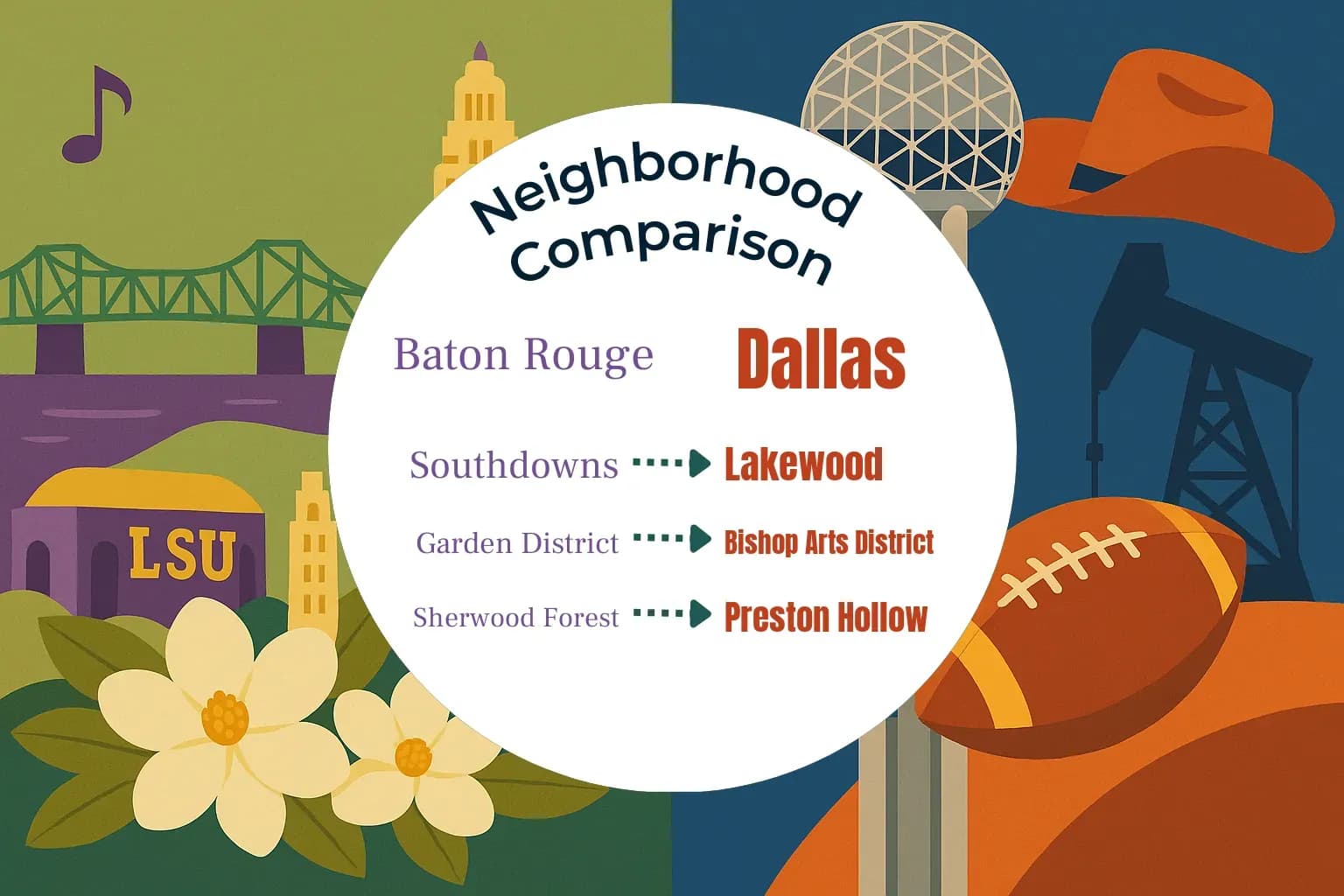 Baton Rouge vs Dallas Neighborhood Comparison