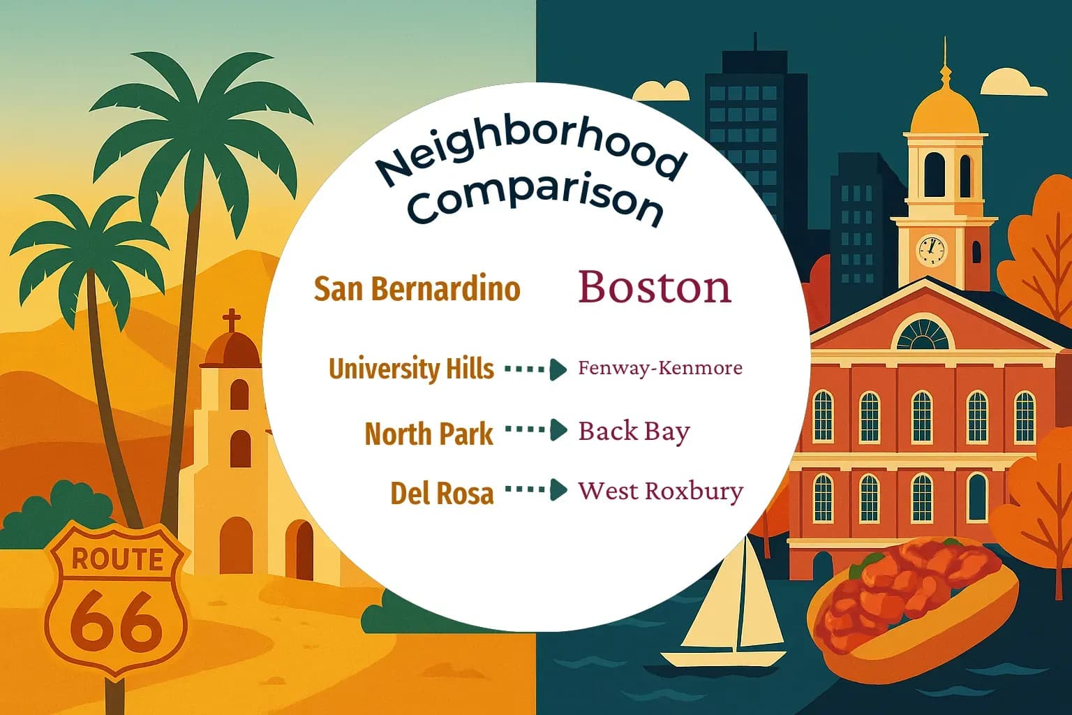 San Bernardino vs Boston Neighborhood Comparison