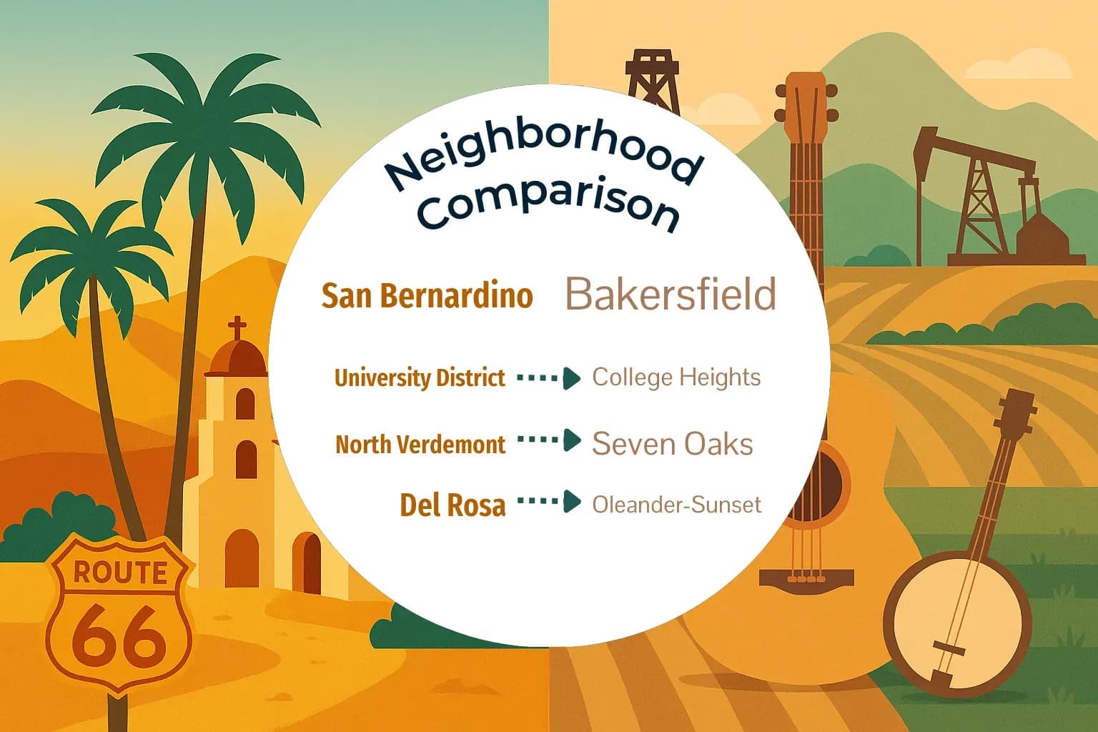 San Bernardino vs Bakersfield Neighborhood Comparison