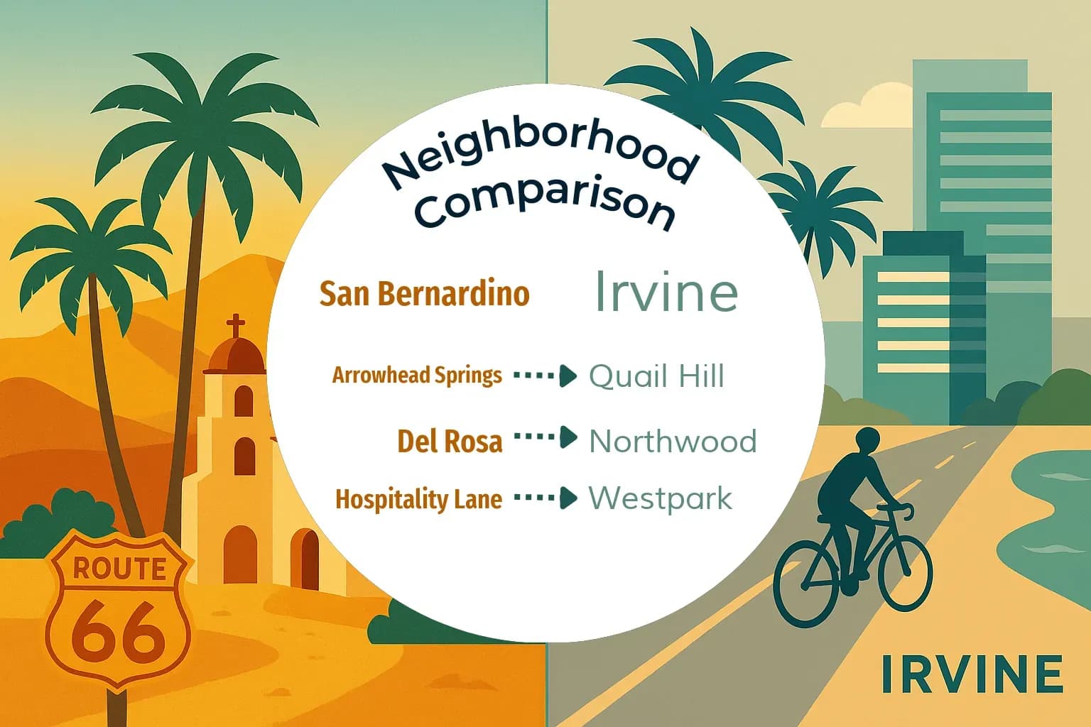 San Bernardino vs Irvine Neighborhood Comparison