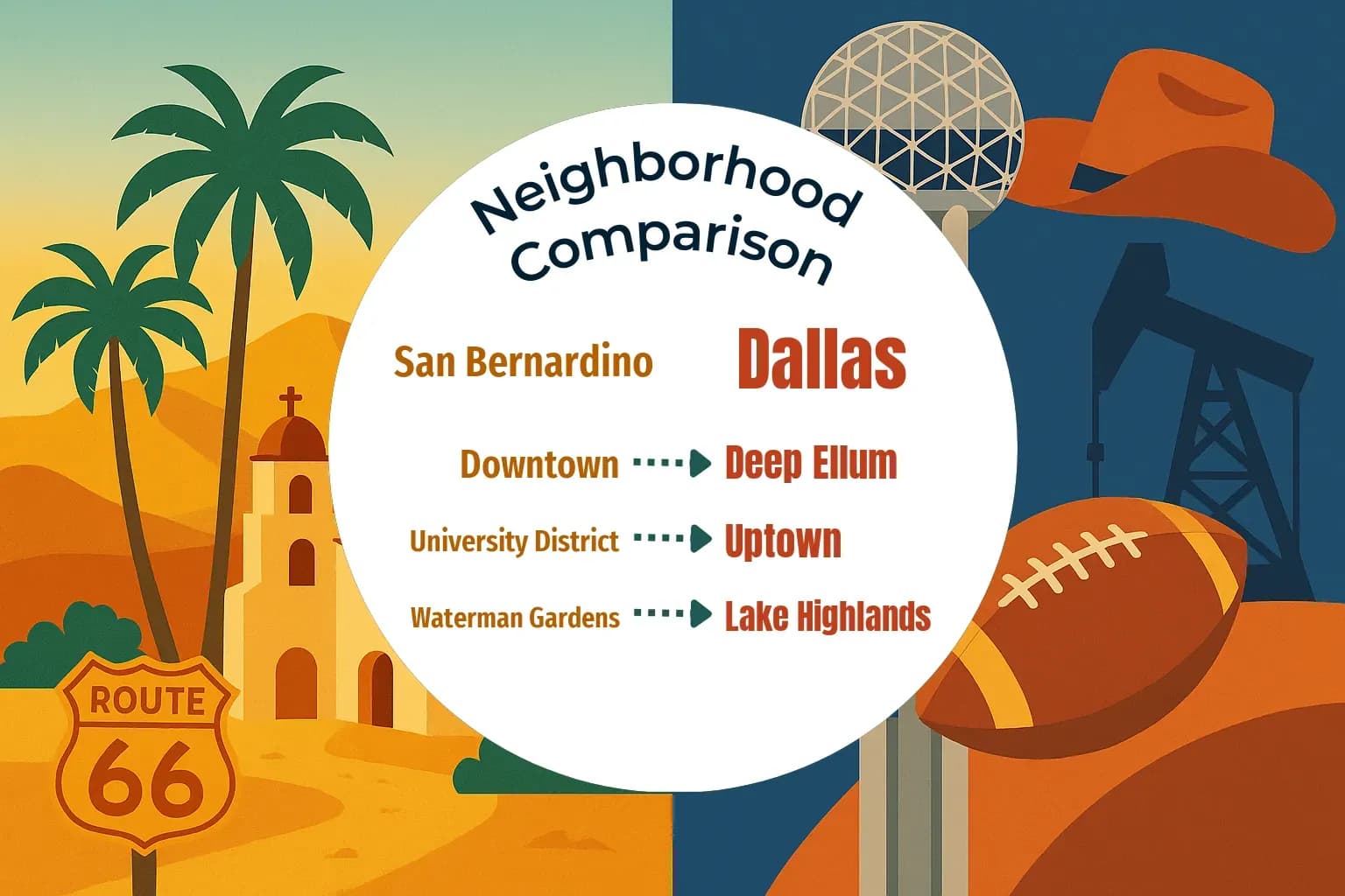 San Bernardino vs Dallas Neighborhood Comparison