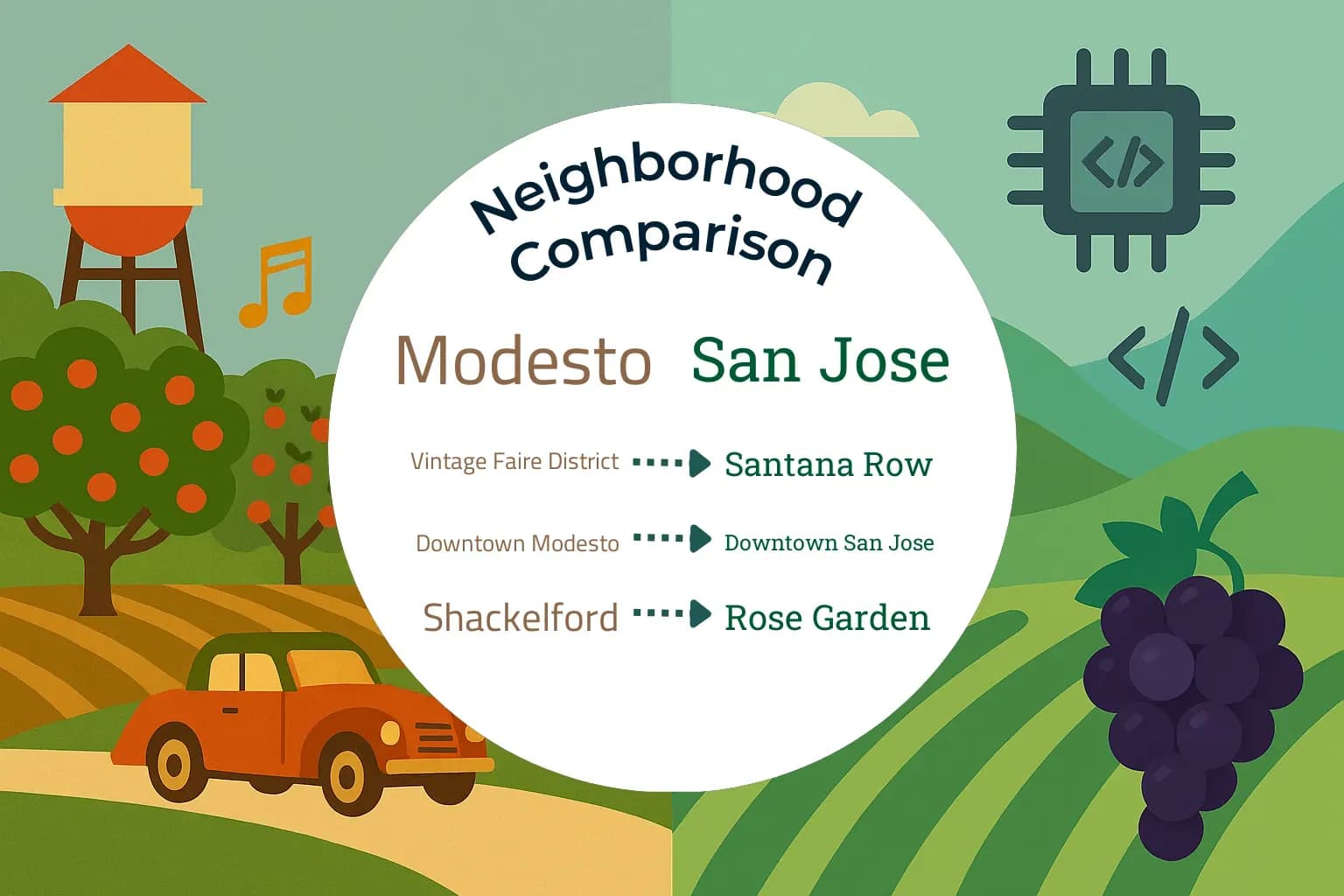 Modesto vs San Jose Neighborhood Comparison