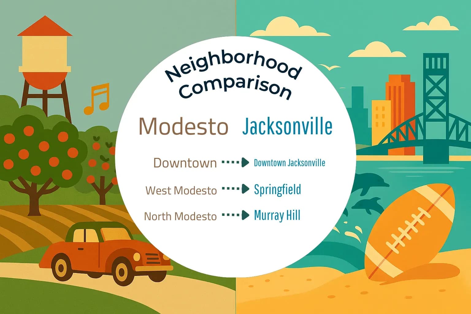 Modesto vs Jacksonville Neighborhood Comparison