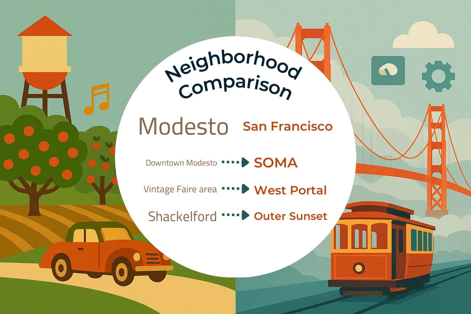 Modesto vs San Francisco Neighborhood Comparison