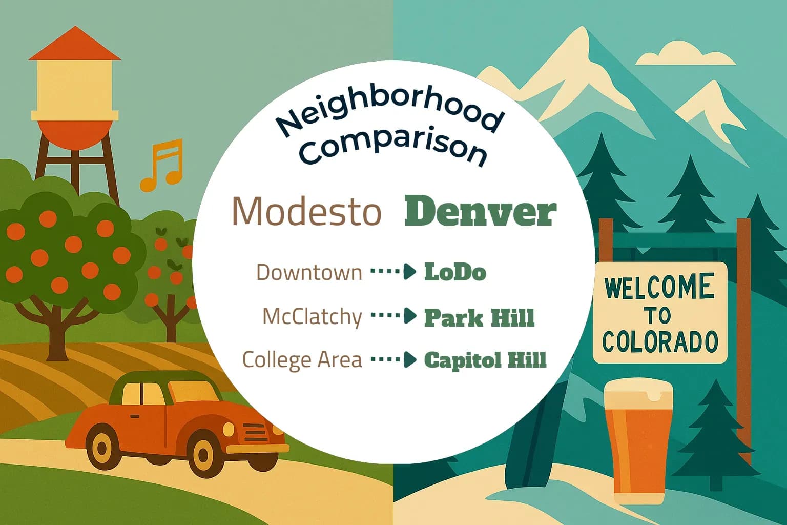 Modesto vs Denver Neighborhood Comparison