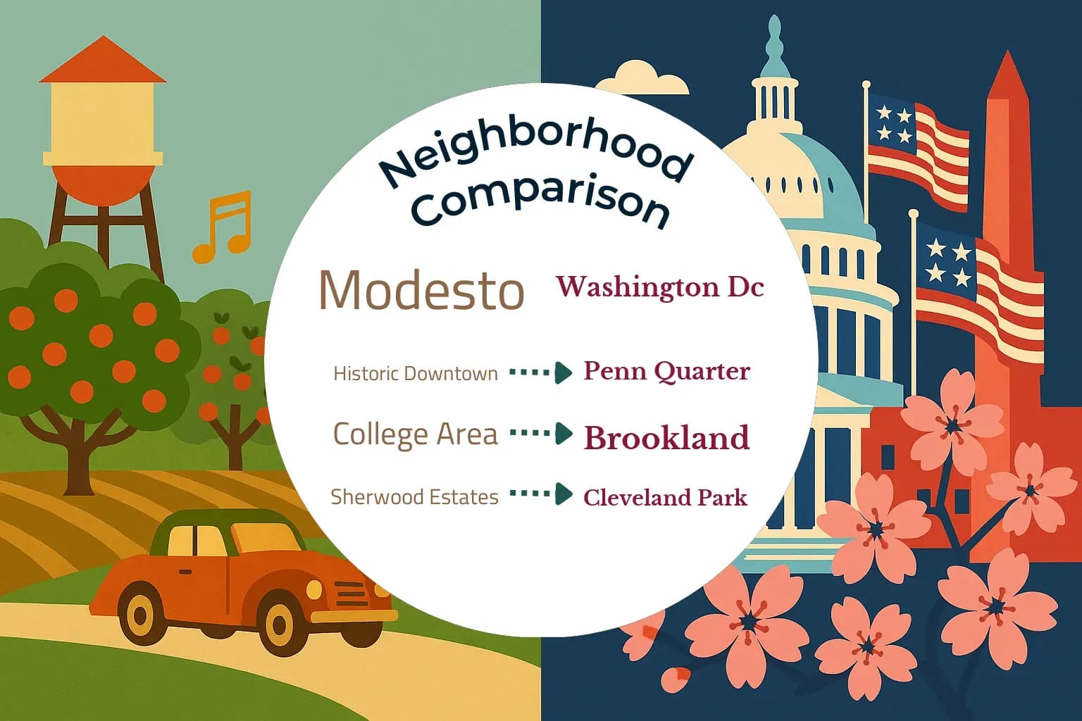 Modesto vs Washington DC Neighborhood Comparison