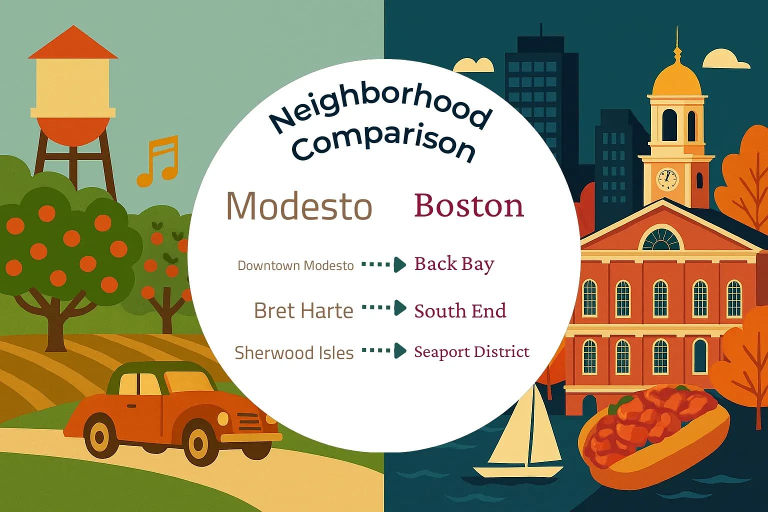 Modesto vs Boston Neighborhood Comparison